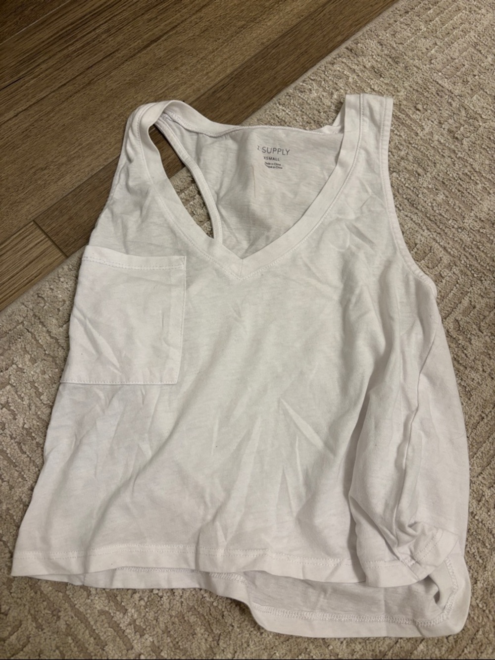 Z Supply White V-Neck Pocket Tank